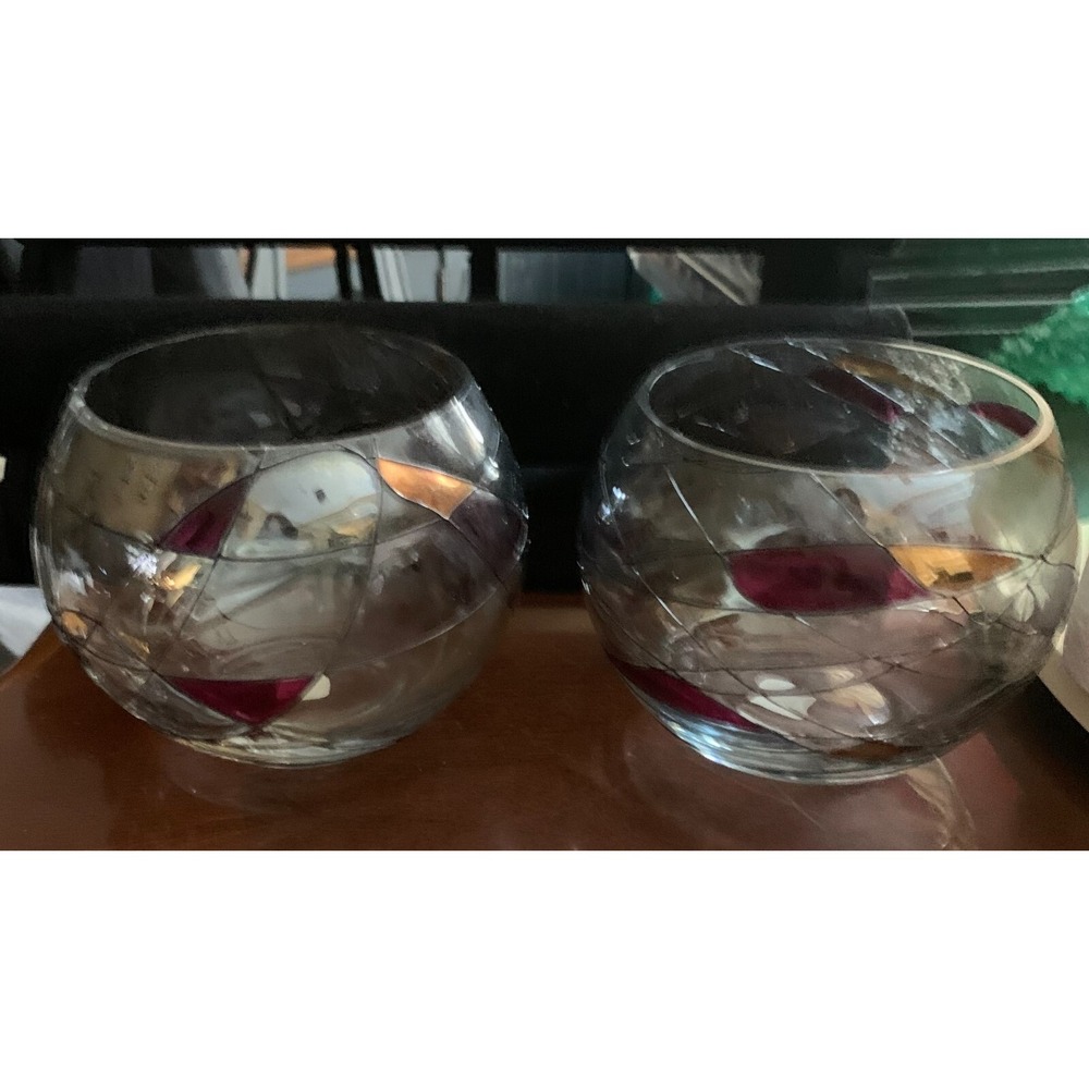 2 Partylite Calypso Stained Glass Mosaic Candle Holders Romania‎